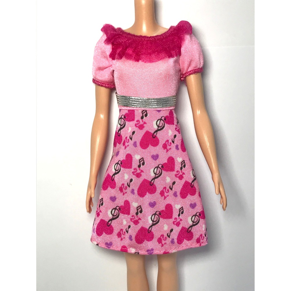 Barbie Doll Clothing Career Violinist Pink Dress Heart Music Note Print W3753